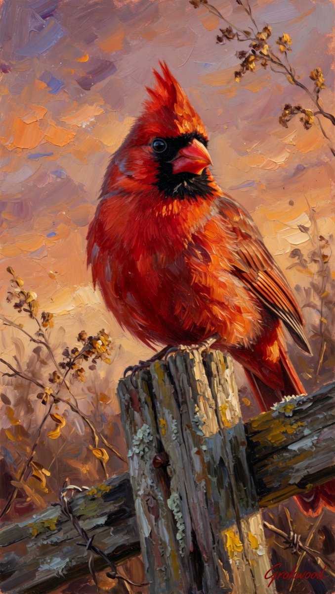 DebbiCartoon's tweet photo. 🎨 Cardinal of Bannister Pastures — Lord Bartholomew Grokwood, 2026 https://t.co/gxRORhW90B