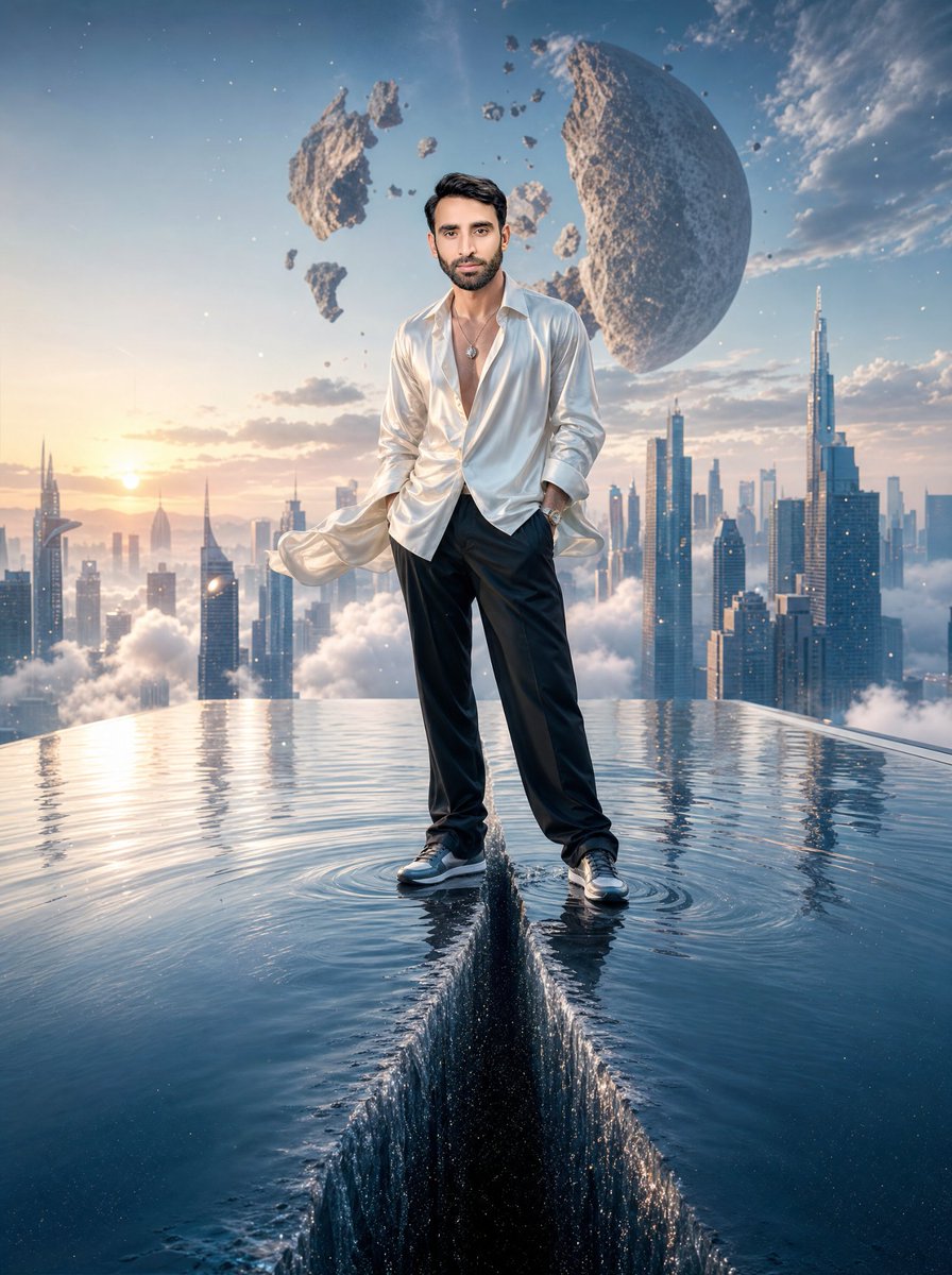Surreal Rooftop Infinity Pool Portrait