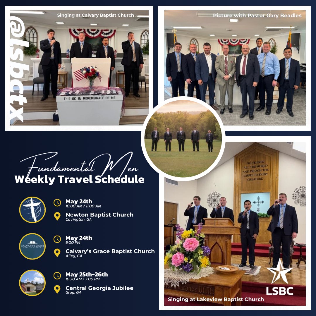 lsbctx's tweet photo. The #FundamentalMen are in the middle of a busy two weeks of singing and serving throughout Mississippi and Georgia! If you are in the area, we would love to see you next week! https://t.co/wMZFsvqyFy