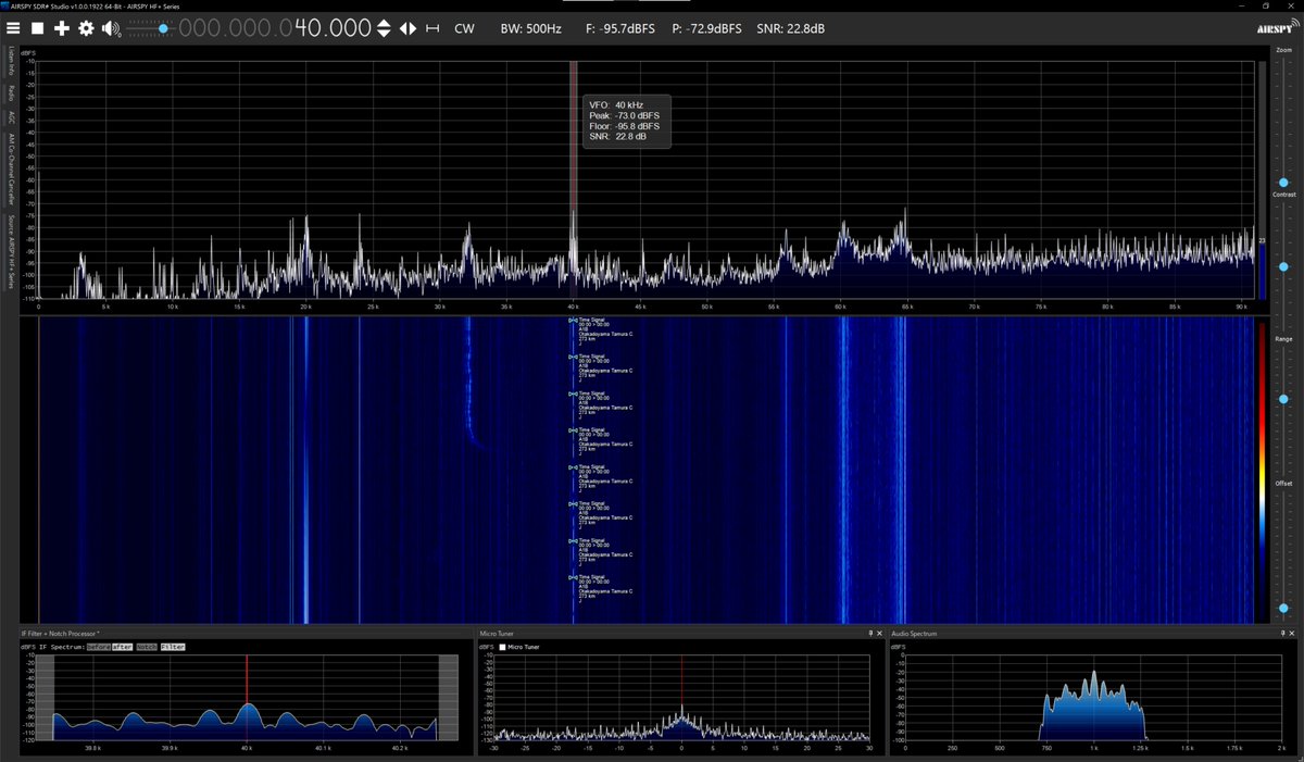 radiosiesta's tweet photo. 今しがたのVLF
21.1、40、60kHzは入感中
22.2、25、54kHzは不感です

おはようございます
#VLF
#Airspy
#SDRSharp
#YouLoop
#YouTwin
#YouTwist https://t.co/xq51LLeU0E