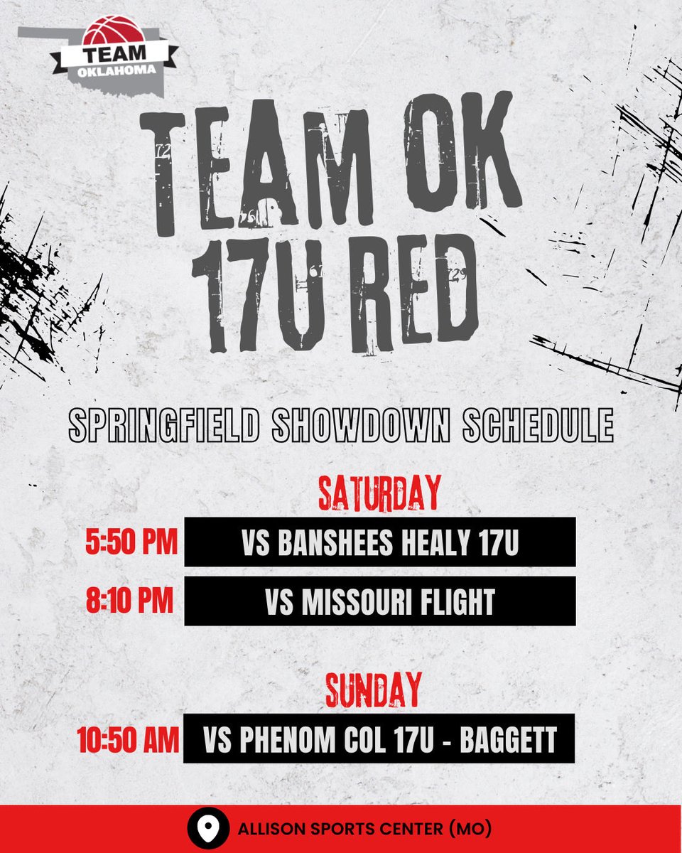 taitymwalker's tweet photo. We are back on the move-this 🛑 
📍Springfield, Missouri.  Catch me and my girls at the Springfield Showdown-tonight and tomorrow! 👇 TeamOklahoma17URed
@TeamOKGirlsBB @CoachYoung03 🏀@KingfisherGBB @abovelinehoops 
@coachjvick1 @_gussanchez  @FiveStateHoops @Coach_B_Hodges 
@Okbetweenlines  @D2Epxosure