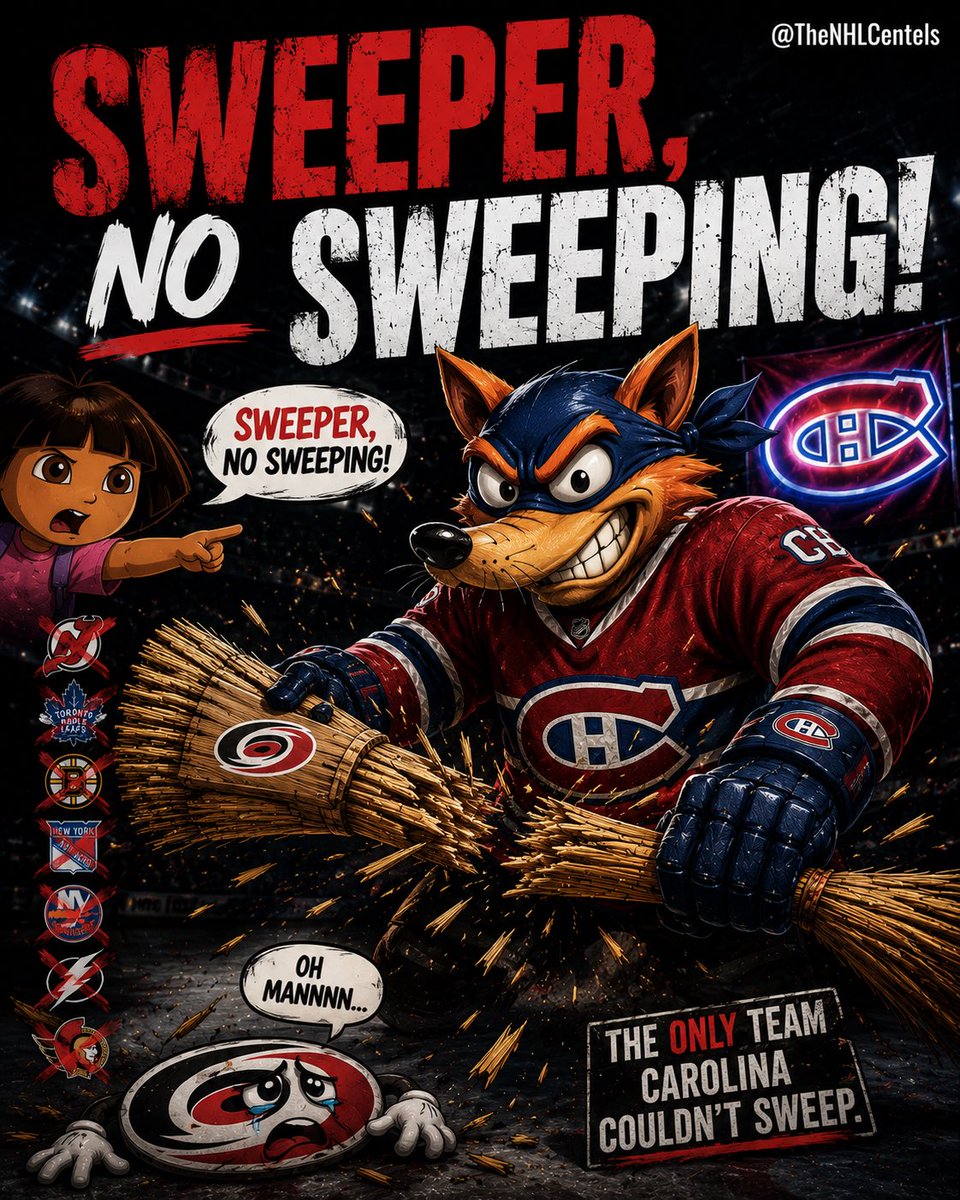 TheNHLCentels's tweet photo. Carolina finally found the one team they couldn’t sweep 😭

#GoHabsGo #habs #nhlplayoffs #hockeytiktoks #nhlmemes https://t.co/JvmH1yBaSM