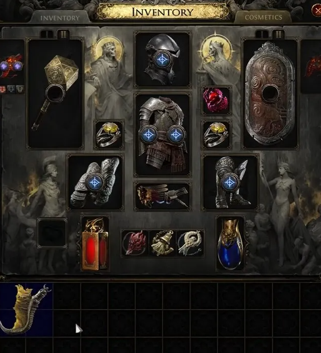 CLHcrilli's tweet photo. @luna_new_098 mageblood is confirmed yes they even showcased the design for PoE2, but not what it actually does. My theory is that the "trinket" slot is due to the mageblood and you can put a charm there and it get X effect. https://t.co/PAkX871exN