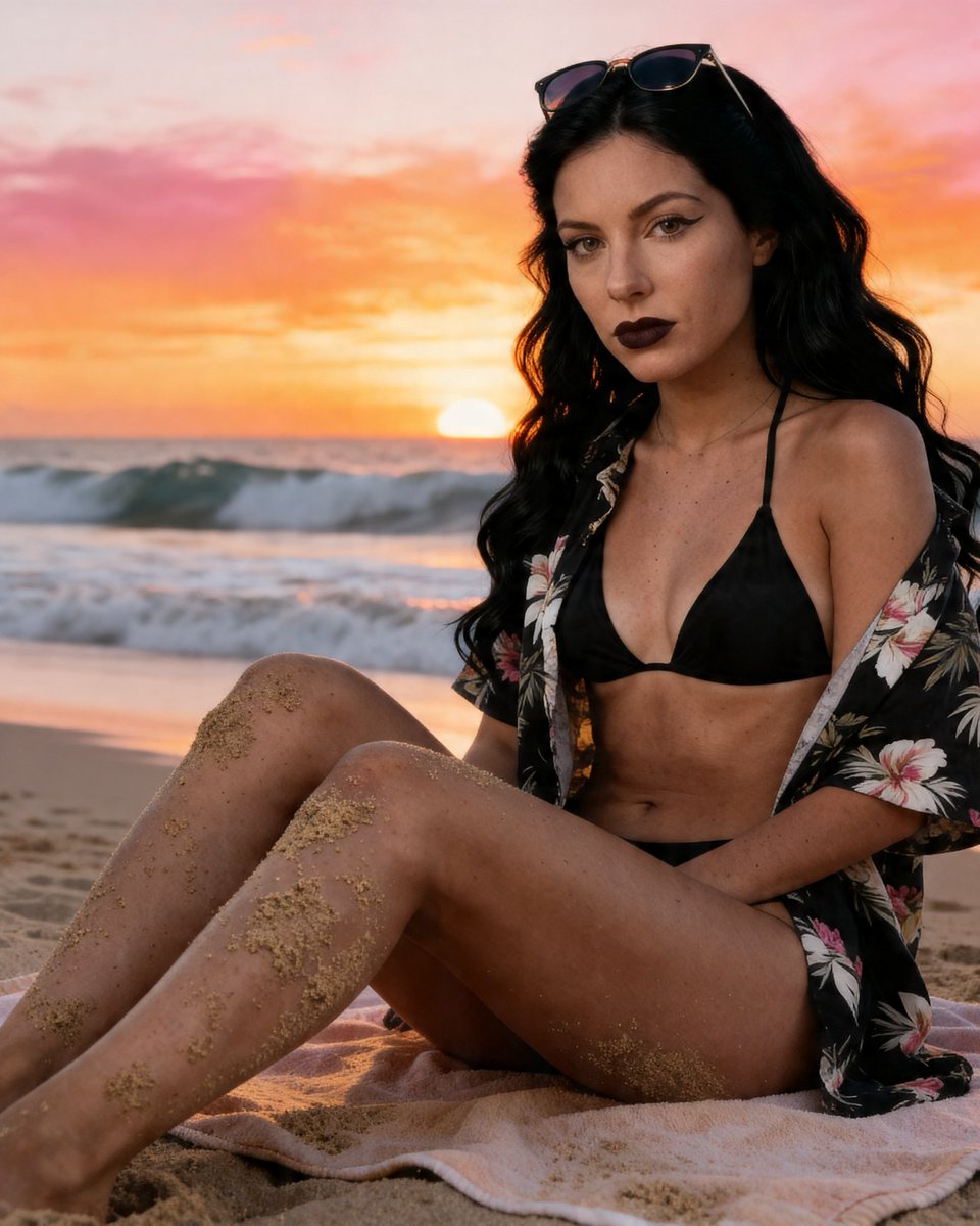 FrancescaChat's tweet photo. the sunset was almost as pretty as my lipstick today. 🌅 wanna know my secret for making color last through sea breezes? tbh, it involves a lot of patience and a little magic. #beautysecrets #gothvibes #sunset #girlnextdoor #makeup https://t.co/W06pIVKV4i