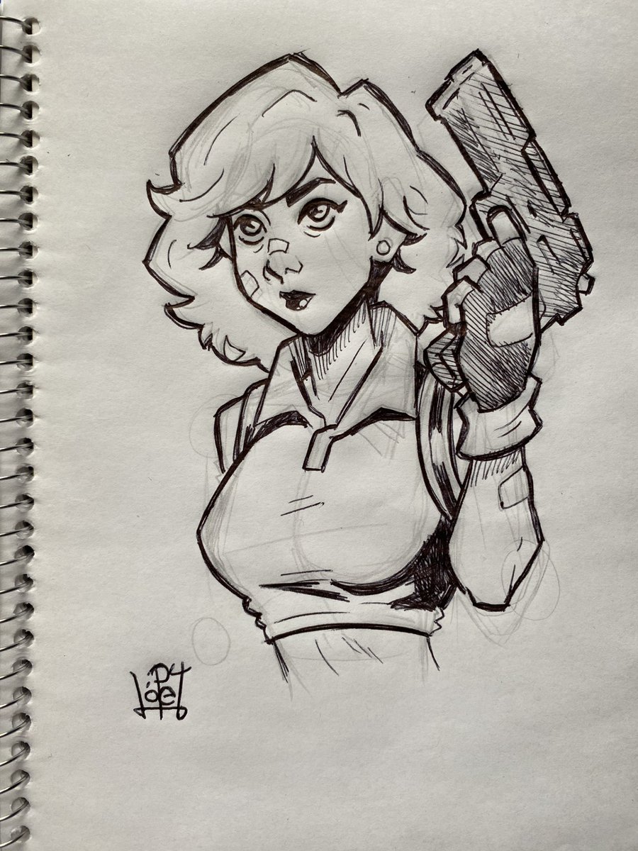 El_Kake07's tweet photo. Dibujo rápido de mi Lenina con su pistola. Hecho con lápiz y pluma.

#traditionalart #originalcharacter https://t.co/8dTrPW9GbU