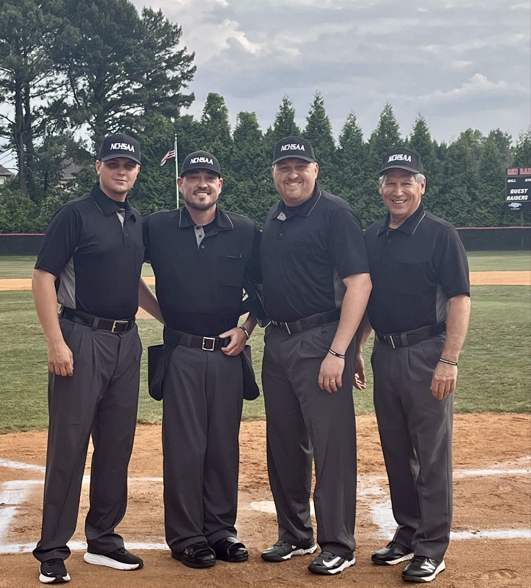 MFrazier14's tweet photo. Regional Final Game 2 🫡 5A Z. Crumpler. M. Frazier. G. Hinson. D. Landfried
Honored. Blessed. Thankful. My brothers showed up and showed out. Green socks and all 😂 Go Mid State! #MidState #MSOA #NCHSAA #UmpLife #brotherhood https://t.co/iXuPbq9xQ6