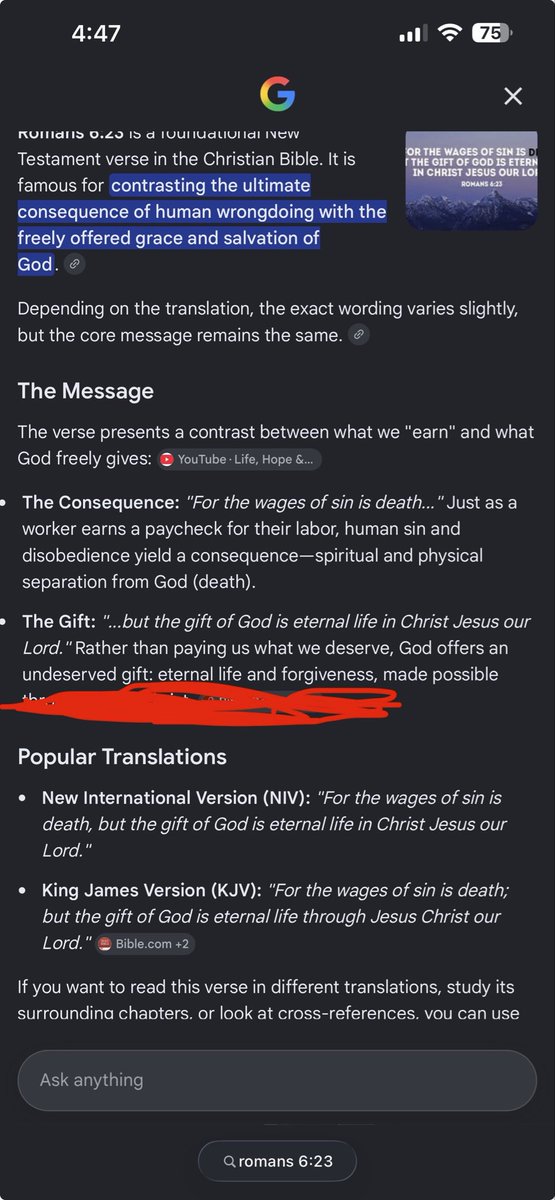 FlameLess420's tweet photo. @slywhite0012 @enesovat22 The consequence for Sin is death… meaning no matter how evil you are on this earth you pay for it in your death NOT condemnation… it even includes UNDESERVED forgiveness so try again🤣🤣 https://t.co/mNcMF0Jz8Y