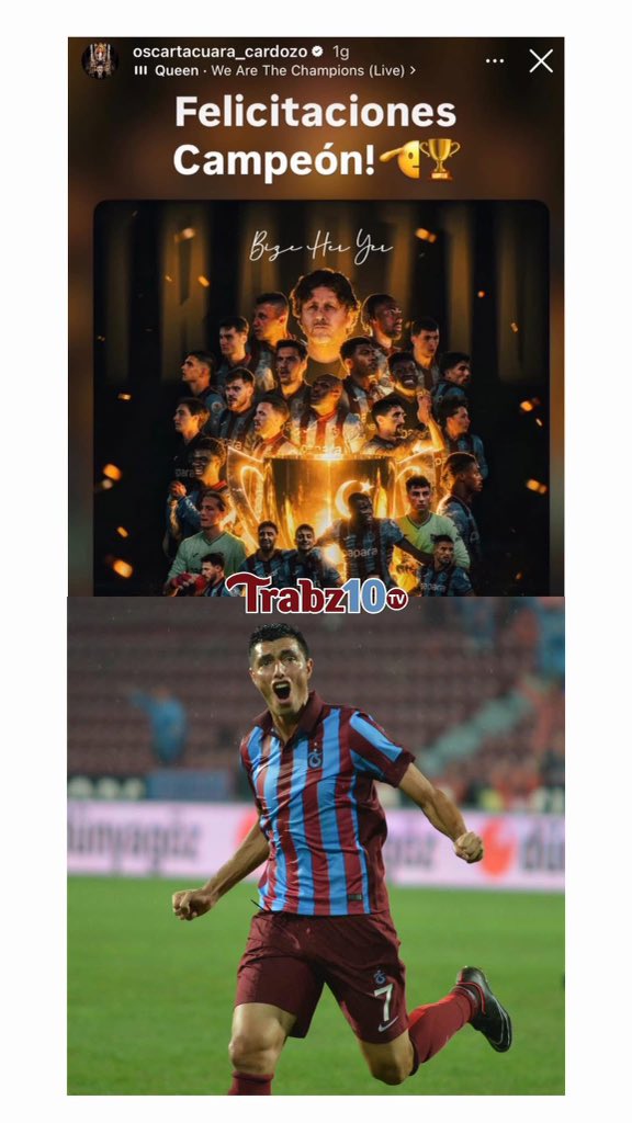 Trabz10TV's tweet photo. Oscar Cardozo Trabzonspor’u unutmadı.

“Tebrikler Şampiyon” https://t.co/A6kAa5t4Zq
