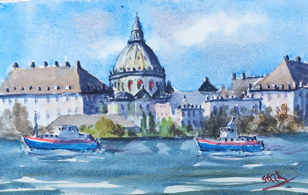 Colinsteedart1's tweet photo. Frederick's Church, Copenhagen'. 8x11 inches unframed watercolour. I painted this after visiting this beautiful city. 
@colinsteedart @skyprincessofficial #colinsteedart #art #watercolor #watercolor #watercolour https://t.co/2f2Cvz4yiv