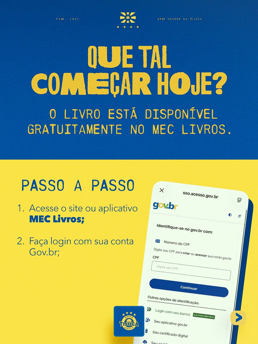 gresutijuca's tweet photo. E se, antes de chegar à Avenida, você embarcasse nessa viagem? 

O livro “A Cabeça do Santo”, obra de Socorro Acioli que inspira nosso Carnaval 2027, está disponível gratuitamente no MEC Livros.

E, para facilitar sua viagem até Candeia, a gente te mostra o passo a passo nos próximos cards.