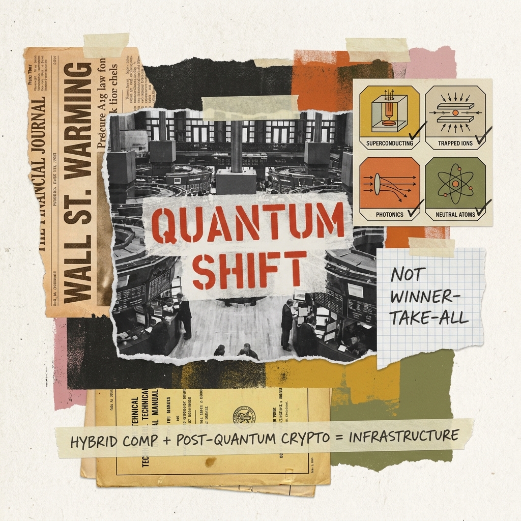 QubitValue's tweet photo. Wall Street is warming up to quantum computing, and the underlying logic is worth unpacking.

A veteran analyst with nearly three decades of experience recently shared how they transitioned from skeptic to believer after analyzing technical progress across the industry. The key insight is that this is not a winner-take-all race. With four primary methodologies—superconducting, trapped ions, photonics, and neutral atoms—each backed by serious development, multiple approaches are positioned to reach commercialization.

A few distinct points stand out:

Hybrid quantum-classical computing is advancing fast. Quantum processors are expected to work alongside CPUs and GPUs within the next couple of years to solve problems that classical systems alone cannot. While full fault-tolerant quantum computing with thousands of logical qubits remains on a longer horizon, practical quantum advantage is arriving steadily.

The biotech comparison is incredibly apt: technical milestones matter far more right now than current revenue. The true metrics to watch are qubit fidelity approaching five nines, growing logical qubit counts, and an expanding base of early adopters testing real-world applications.

Industry forecasts from McKinsey and BCG project tens of billions in direct revenue and hundreds of billions in economic value creation by the mid-2030s, spanning drug discovery, materials science, logistics, and beyond.

Meanwhile, cybersecurity implications are forcing action. The prospect of quantum hardware eventually breaking current encryption standards—known as Q-Day—makes post-quantum cryptography a pressing priority today, regardless of exact timelines.

The broader picture is remarkably encouraging. Capital continues to flow, public markets are expanding, government investment is scaling, and technology is advancing across multiple fronts. The quantum ecosystem is successfully maturing from a speculative frontier into an industry building concrete infrastructure

#QuantumComputing