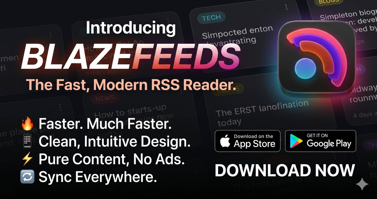 GemridgeStudio's tweet photo. @MicroLaunchHQ Putting the finishing touches on BlazeFeeds 🔥

It’s a modern, insanely fast RSS reader for iOS &amp; Android designed to cure content overload. No ads, no tracking, just the blogs and news you actually care about.

https://t.co/lQxyqjvFnU https://t.co/U4FOnRDAAf