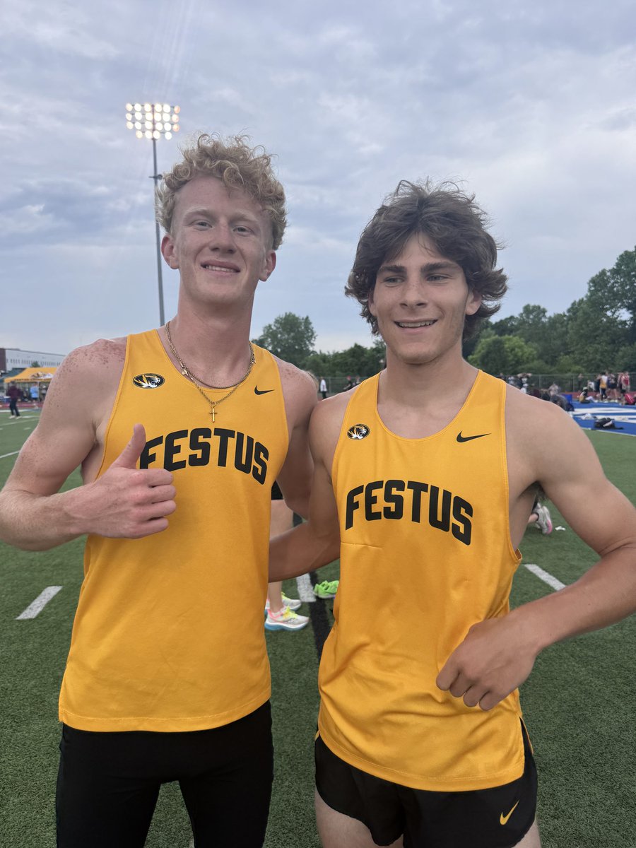 FHSMensTrack's tweet photo. Luke Wacker and Carson Driemeier move on to State in the 800! @FESTUSAthletics https://t.co/79qFIMj3Qa