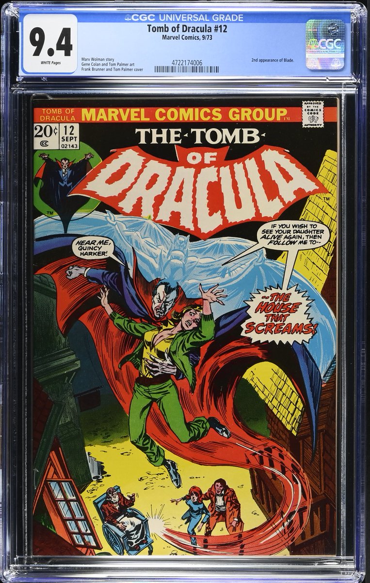 austinvtoys's tweet photo. Tomb of Dracula #12 CGC 9.4 1973 Marvel 2nd Appearance Blade Bronze Age https://t.co/L1CcUCHhze #eBay via @eBay #TombOfDracula #Blade #BladeTheVampireHunter #MarvelComics #BronzeAgeComics #CGC94 #CGCComics #KeyIssue #MarvelHorror #ComicCollectors #AustinVintageToys https://t.co/1r7NIzYk8M