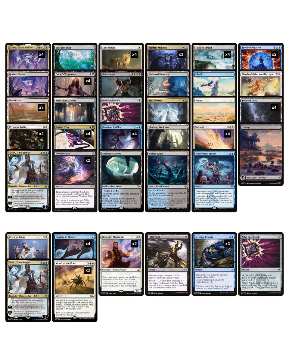 TeamBasicLandGo's tweet photo. Leo started round 1 game 1 with a Breeding Pool+Plains hand… but the deck still delivered! The maindeck bullets carried a lot of weight in G1s. Today’s lesson: Riddler is great at blocking Rhinos.
Lost to Yawg in the semis, a matchup he need to practice more if it gets popular. https://t.co/q2UkuMWnNS