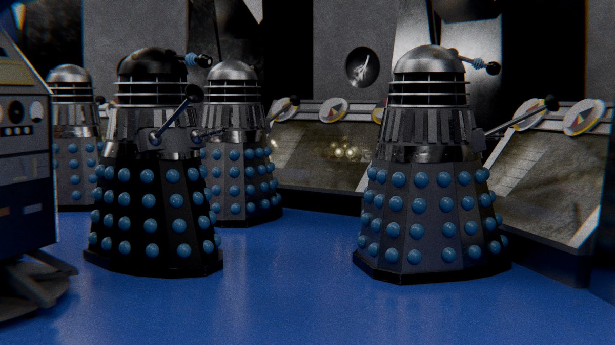 ArchiveMatrix's tweet photo. Tried to recreate the look of a colourised 60s photo with this render. 

I have an endless stream of Masterplan related stuff.

#doctorwho #dalek #blender3d https://t.co/r7QaCYg8rM