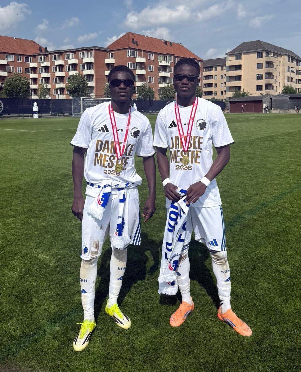 RealDeBanjulFC's tweet photo. Mustapha &amp; Sheikh are Danish U19 Champs 🥰🎉👏🏽!

Join us in congratulating our former star boys, Mustapha Nyassi and Sheikh Sheikh who won their first trophy as they both played a key role in helping Copenhagen to win the Danish U19 League.

Congrats, boys. Keep it up 💪🏽! https://t.co/2GoUEFs5d0