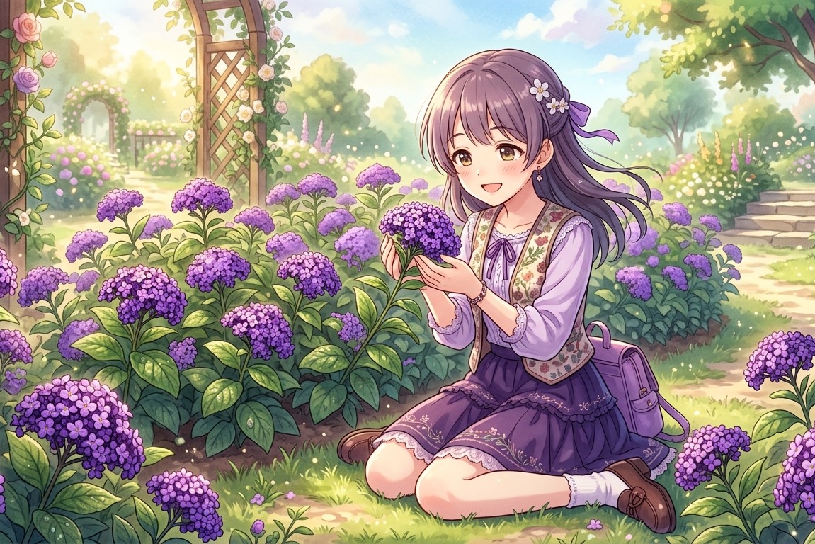 おはショウ☀ 今日の花をショウ介するよ🪻 「ヘリオトロープ」 紫色の