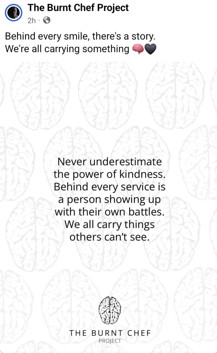 TrekkingTony68's tweet photo. Be positive and take care of yourself and your work family #hospitality #mentalhealth @burnt_chef @mentalhealth @HospAction https://t.co/GvoxBj7JVH