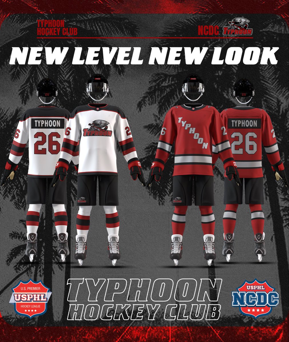 TyphoonHC's tweet photo. New Level. New Look. ⚪️🔴

#TyphoonWarning @USPHL @NCDCJrHockey https://t.co/30pbCT8Uxi