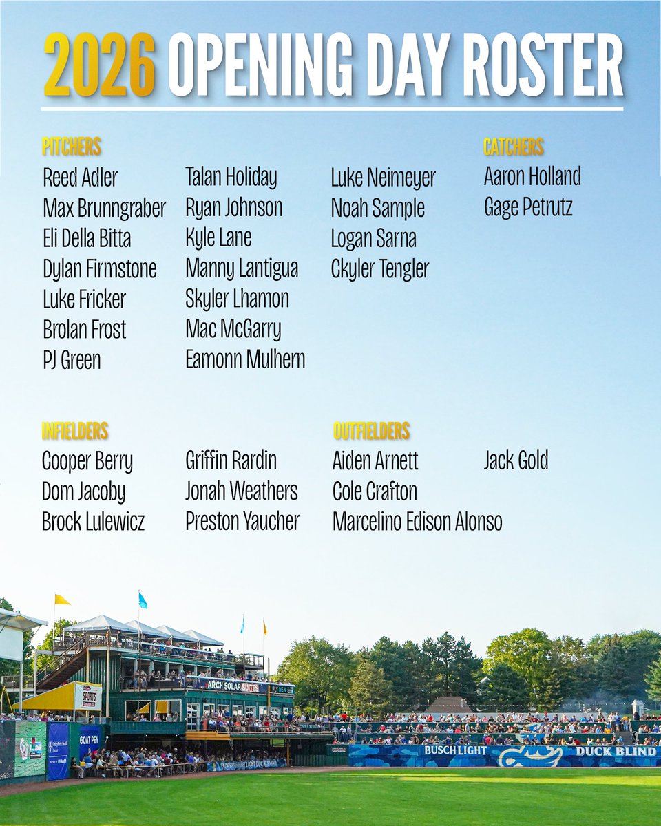 MadisonMallards's tweet photo. introducing the 2026 Opening Day roster 🦆 https://t.co/R5gHCQ3IO2