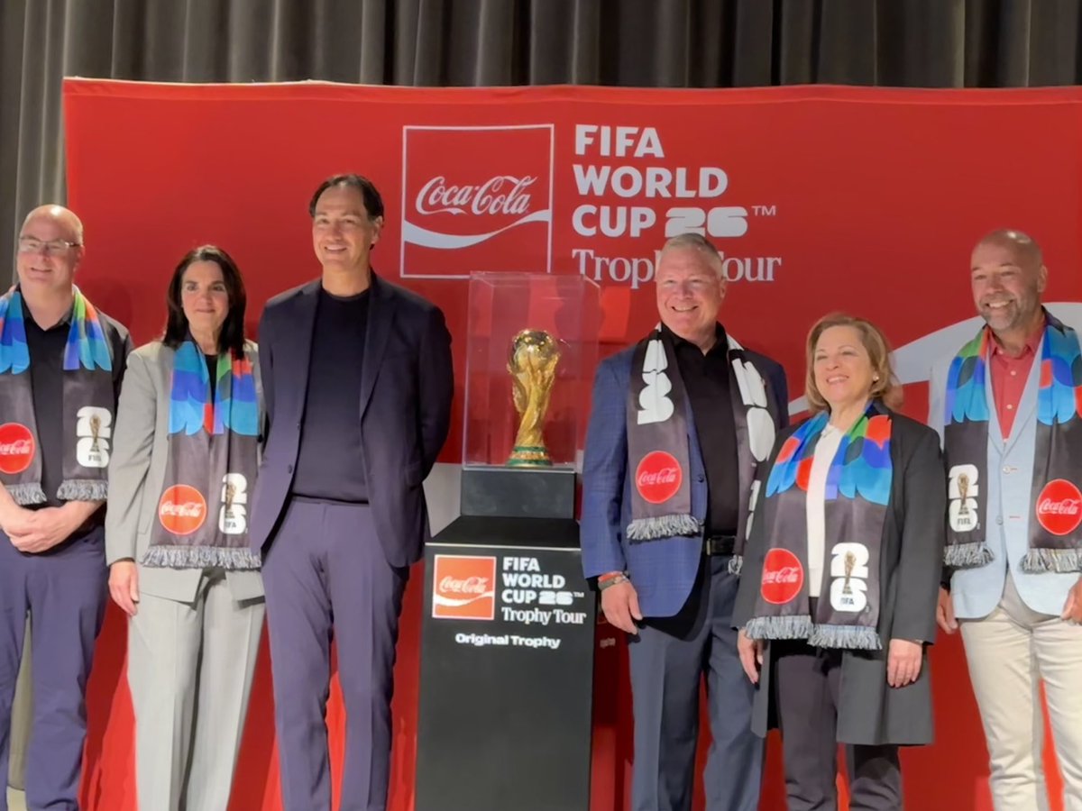 usconshalifax's tweet photo. The 2026 FIFA World Cup Trophy was in Halifax today and the Consul General was excited to participate in a viewing event. WE ARE 26!
￼ https://t.co/Tpzm8SIHhK