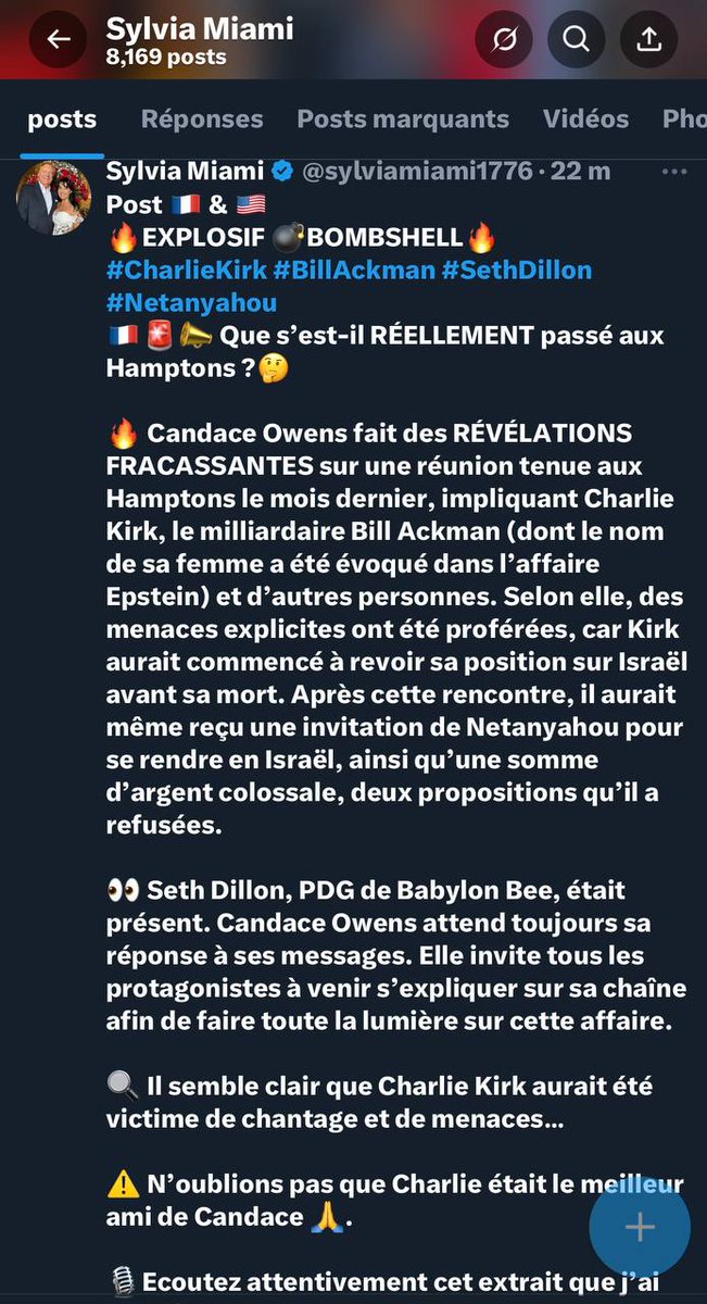 NinaSinger_NANI's tweet photo. Post 🇫🇷 & 🇺🇸
🔥EXPLOSIF
#CharlieKirk #BillAckman #SethDillon #Netanyahou
🇫🇷🚨📣 Que s’est-il RÉELLEMENT passé aux Hamptons ?🤔
💣 Candace Owens fait des RÉVÉLATIONS FRACASSANTES sur une réunion tenue aux Hamptons le mois dernier, impliquant Charlie Kirk,
...👇 https://t.co/gv59l3yhGa