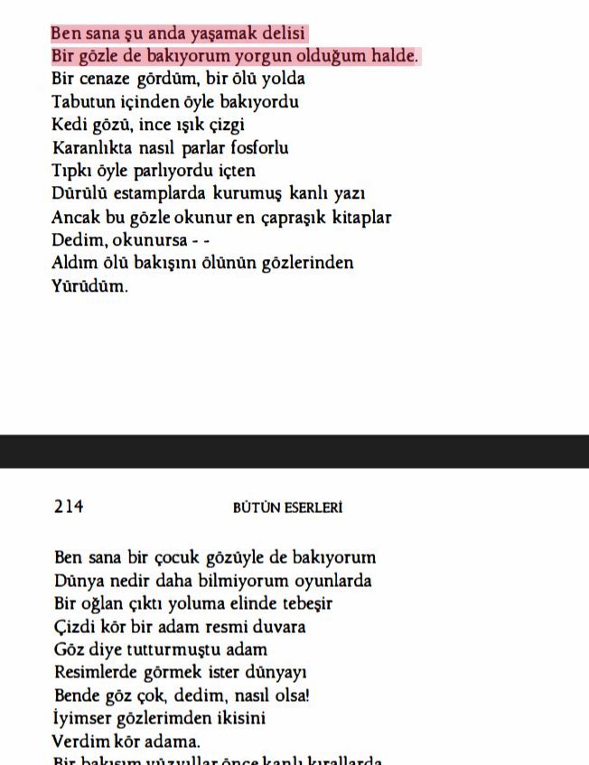 emreucarinx's tweet photo. her okuyuşta bizi kitleyen behçet necatigil şiiri

“ben sana şu anda yaşamak delisi 
bir gözle de bakıyorum yorgun olduğum halde.” https://t.co/k5aVElSpFE