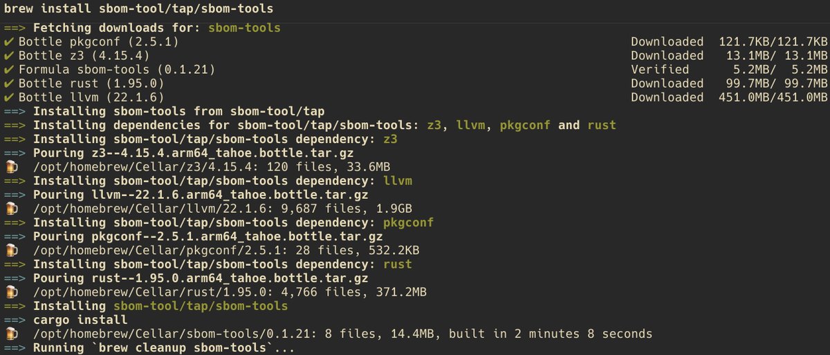 sbom_tools's tweet photo. sbom-tools v0.1.21 is out

🩹Bug-fix release:
- view -o json: full vuln detail + dependency_kind
- diff similarity: bounded 0–100
- CRA section in diff reports: compact summary

Thanks @MCh0rfa for all three fixes👏

cargo | brew install sbom-tools

https://t.co/HK5ubKwqBt
