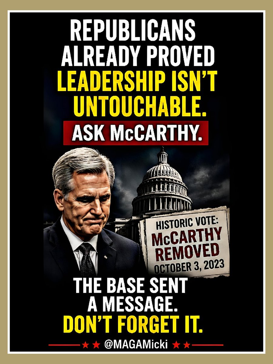 MAGAMicki's tweet photo. RINOs keep acting like the base has no leverage.

McCarthy already proved otherwise.

Republican senators need to quit pretending that removing John Thune isn't an option.

Deliver results or expect accountability.

We won't forgive and we won't forget. https://t.co/EkQDYpIJQz
