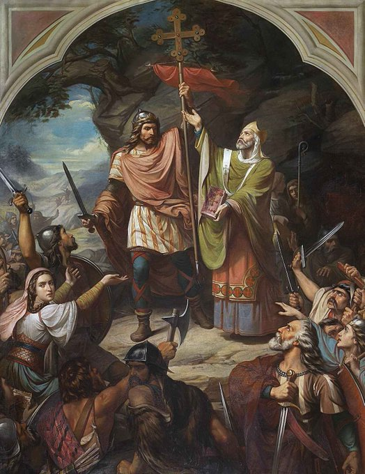 trad_west_'s tweet photo. It's never over. In 722 Spain had fallen under Muslim rule. 

In the mountains of Asturias, a small band of 300 Christian warriors prepared to make a last stand. 

They had no kingdom, no empire, only faith and courage.

Led by Don Pelayo, they defeated a vastly larger force at Covadonga. 

How? With God on their side.
From that moment, the Reconquista began. 

A fight that would last 700 years, until Spain was free again.

It's only over if you give up. 
If God is for us, who can be against us?