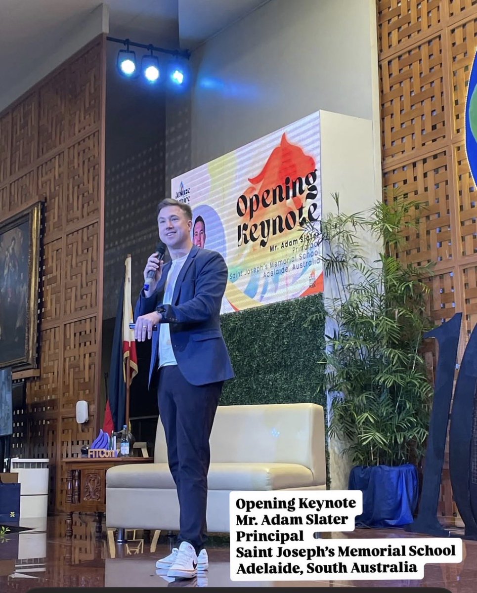 AdamSlaterEDU's tweet photo. It was an honour to present to over 550 educators and leaders at the Frontiers and Innovations in Teaching Conference held at the incredible @xavierschool_sj in Manila, Philippines. Thank you @jimtuscano for the wonderful opportunity. #FITCon2026 #AblazeForTheFuture https://t.co/7w45banN9F