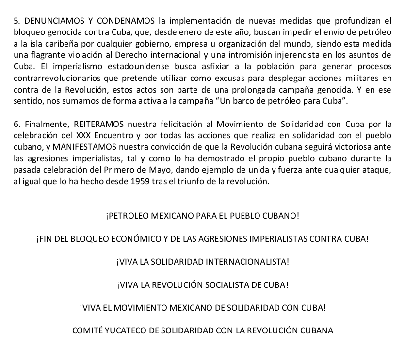 _mmsc's tweet photo. 🔴🇲🇽🇨🇺 Saludo del Comité Yucateco de Solidaridad con la Revolución Cubana al 30 Encuentro Nacional de Solidaridad con Cuba 

#30AñosDelMMSC https://t.co/fuuP7pKPsE