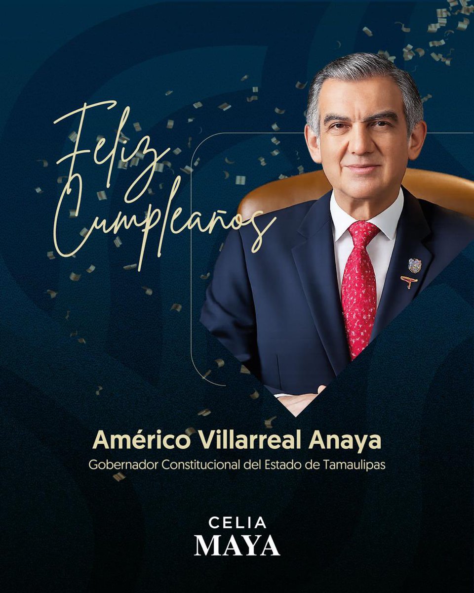 CeliaMayaGar's tweet photo. Mis mejores deseos al Dr. Américo Villarreal Anaya @Dr_AVillarreal, Gobernador Constitucional del Estado de Tamaulipas.

Que este nuevo año de vida esté lleno de salud, fortaleza y éxitos en la importante responsabilidad que desempeña al servicio de su estado y de México. ✨#CeliaMaya