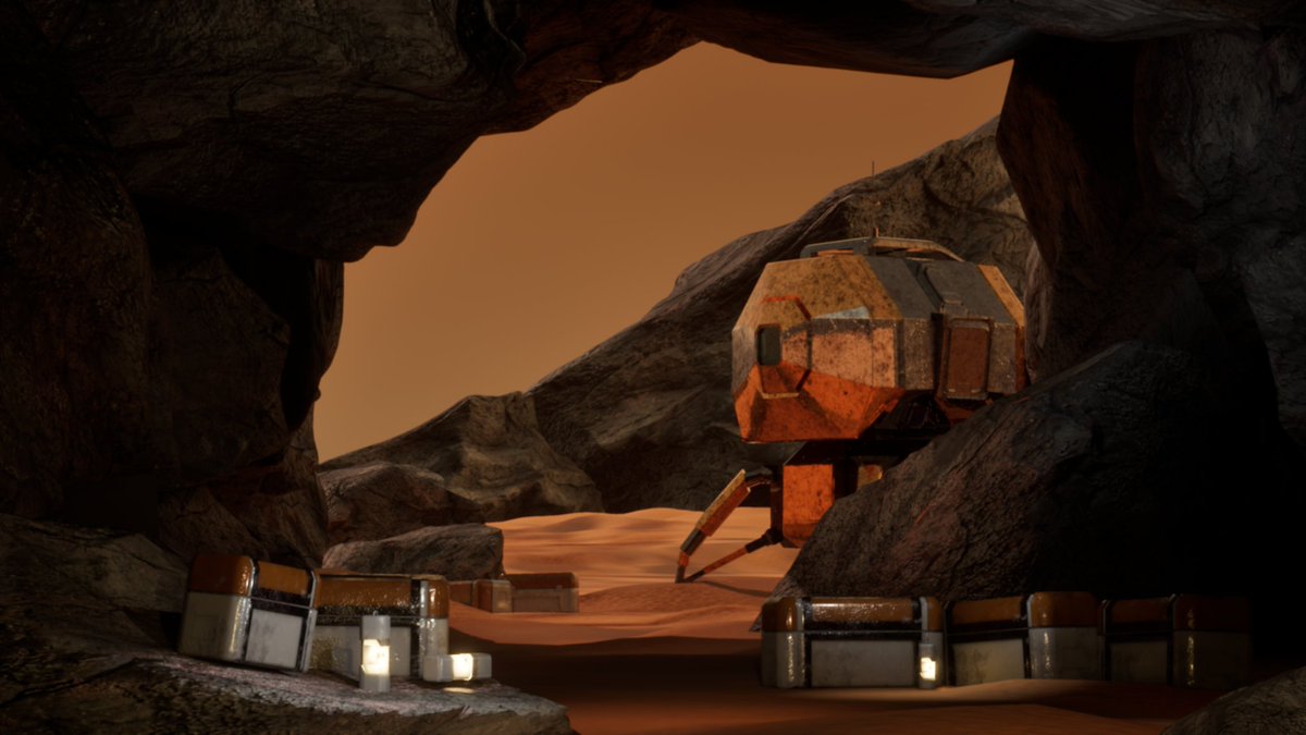 Strimski's tweet photo. WIP of my Mars cave environment. Time to finalize the lighting. #WIP https://t.co/gx4fnjyKHD