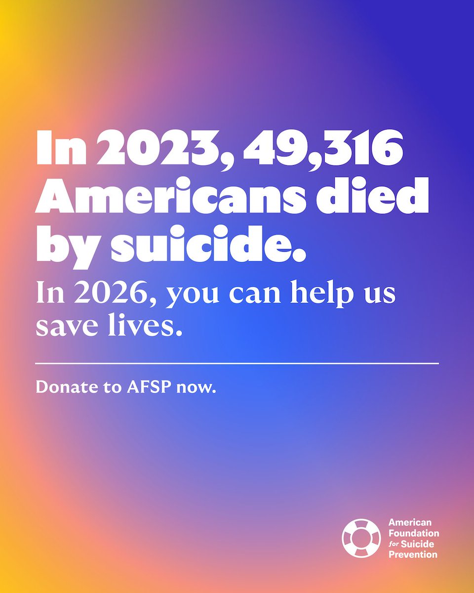 afspnational's tweet photo. Join us in the fight to stop this leading cause of death. 📣
 
There’s no easier way to make an impact in the fight against suicide than by making a gift to help us reach our goal of raising ✨ a million in May.✨

Give: https://t.co/Io1Dyh3cjH https://t.co/aQMwJVxjjl