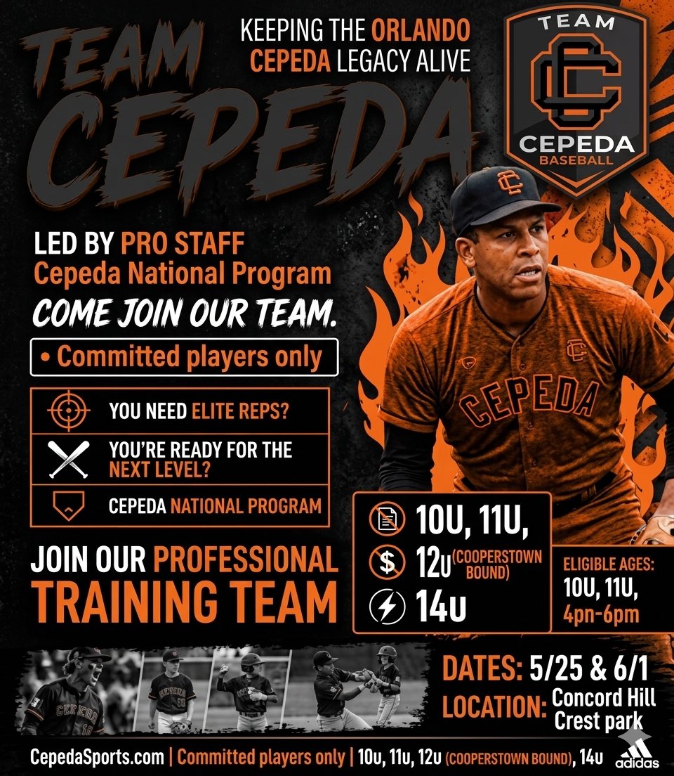 CepedaSports's tweet photo. Join the movement with Cepeda Baseball expanding by joining forces with WC Bombers. 
10u,
11U
12U COOPERSTOWN BOUND
14u Elite Squad. #cepedalegacy https://t.co/PrrPkdLK6F
