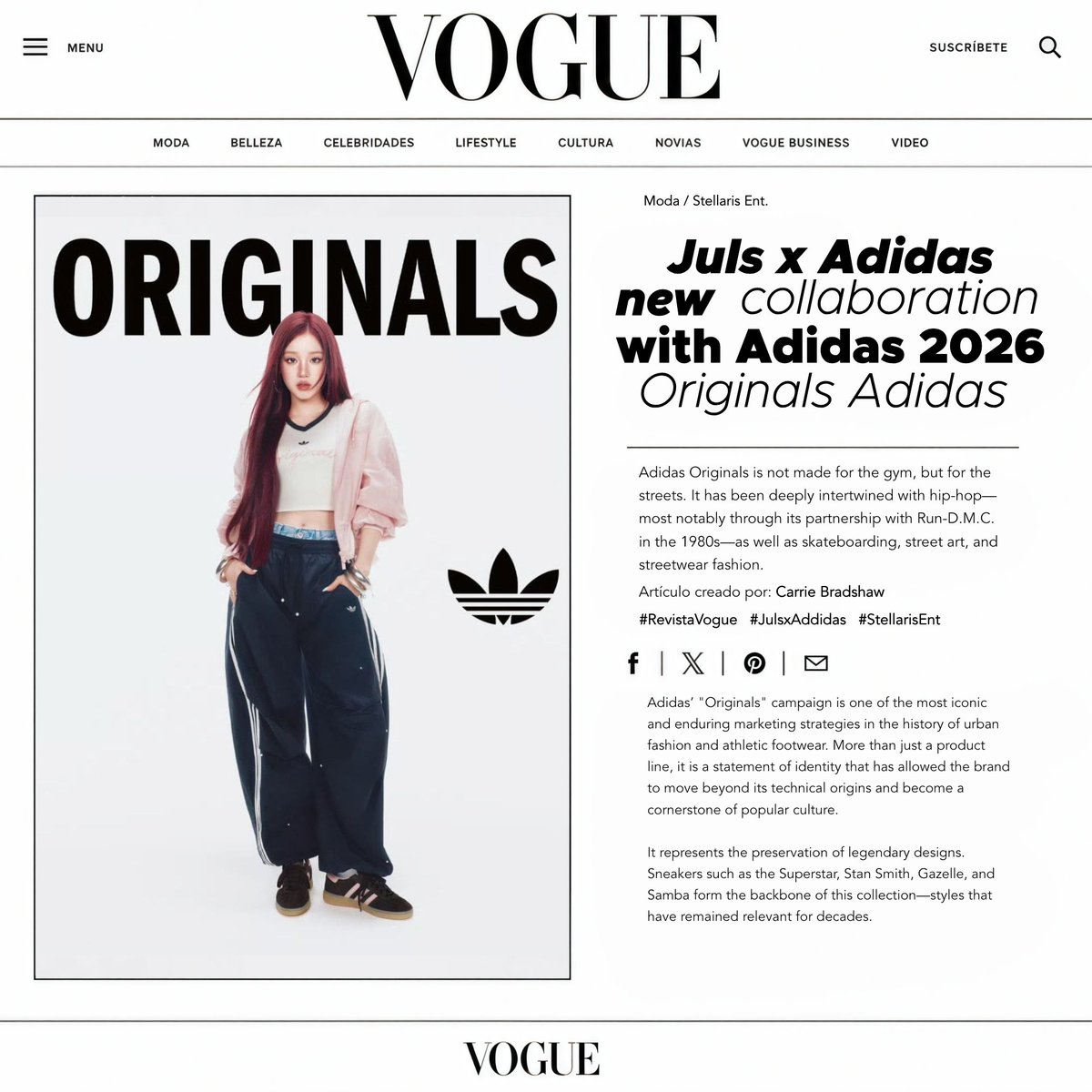RPBVogue's tweet photo. #VOGUERP (+) 𝖵𝗈𝗀𝗎𝖾 𝖬𝖺𝗀𝖺𝗓𝗂𝗇𝖾, 𝖽𝖺𝗂𝗅𝗒 𝗅𝗂𝖿𝖾 𝖺𝗇𝖽 𝗀𝗅𝖺𝗆𝗈𝗎𝗋 ... 𝗶𝗺𝗽𝗼𝗿𝘁𝗮𝗻𝘁 𝗮𝗿𝘁𝗶𝗰𝗹𝗲𝘀 2026 / Model Juls (@cherriesonjuls) from Stellaris (@StellarisEntRP) is collaborating today with Adidas on their new Originals collection. https://t.co/NeyHdhW878