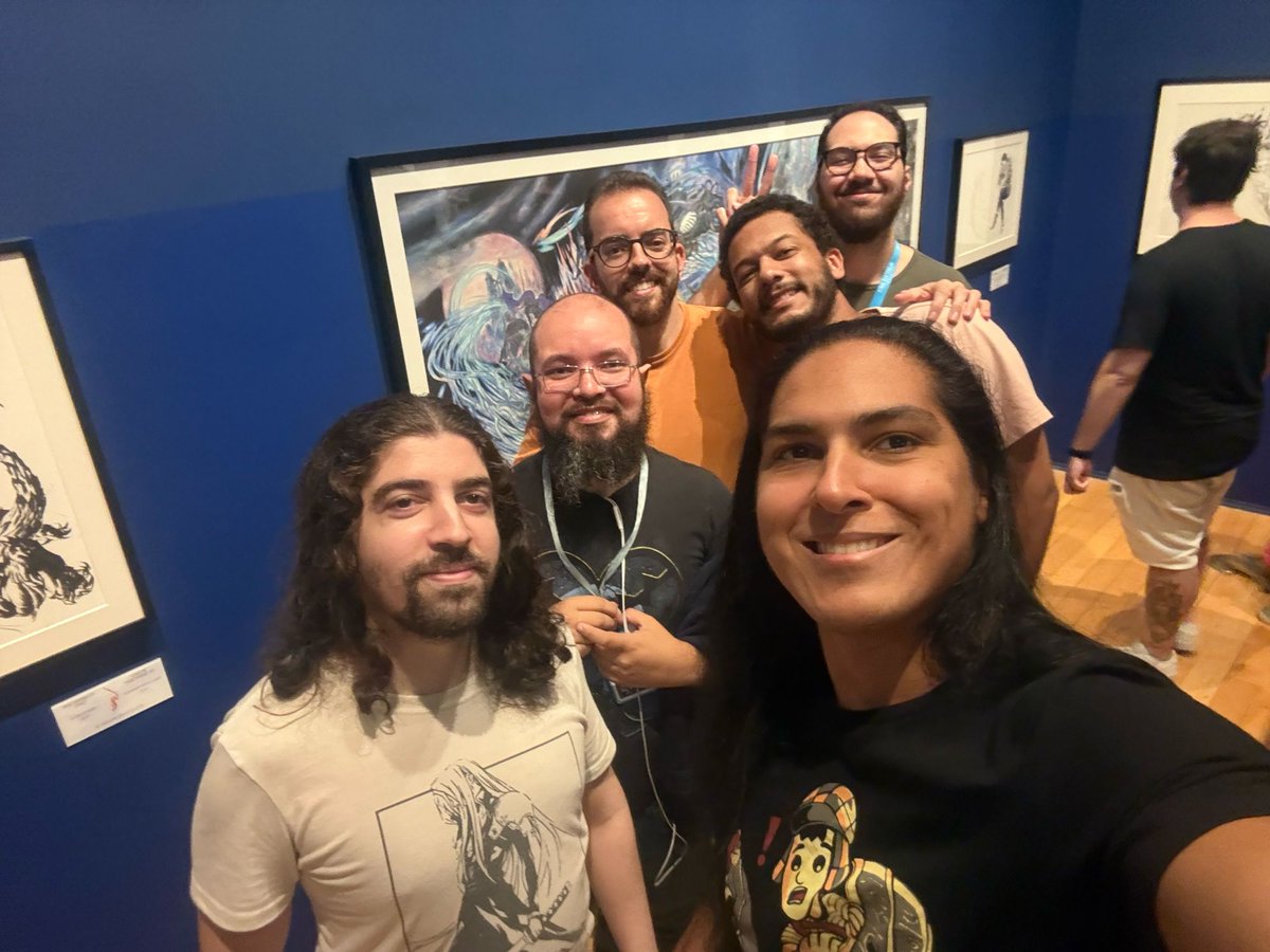 RyoRPG's tweet photo. Dia de assistir a amostra do Yoshitaka Amano e por coincidência achei mais amigos lá q também tiraram o dia pra fazer o mesmo kkk adorei a experiência de falar sobre Final fantasy e outras japonezices com @JacksonTheus_ @RogerioMarrara_ @_LonLon06 @ComboNerd2 @Bahrunar https://t.co/hs186aBty2