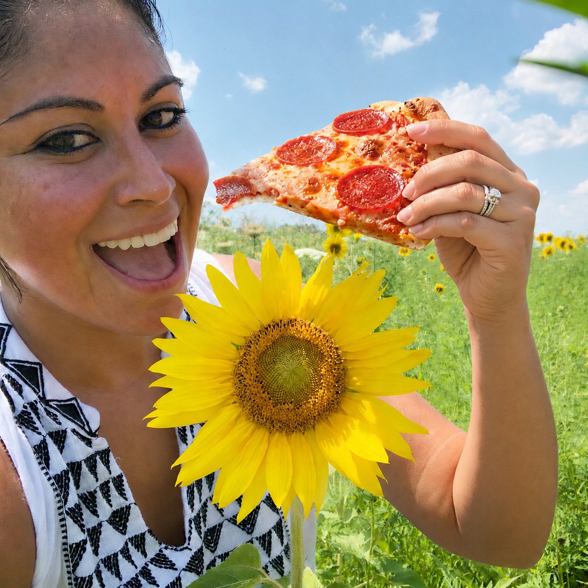 sabrishty's tweet photo. @binance Sunflower energy, pizza therapy, crypto mentality . That’s the whole personality now . 
@binance 
#BinancePizza https://t.co/8na5FjYan8