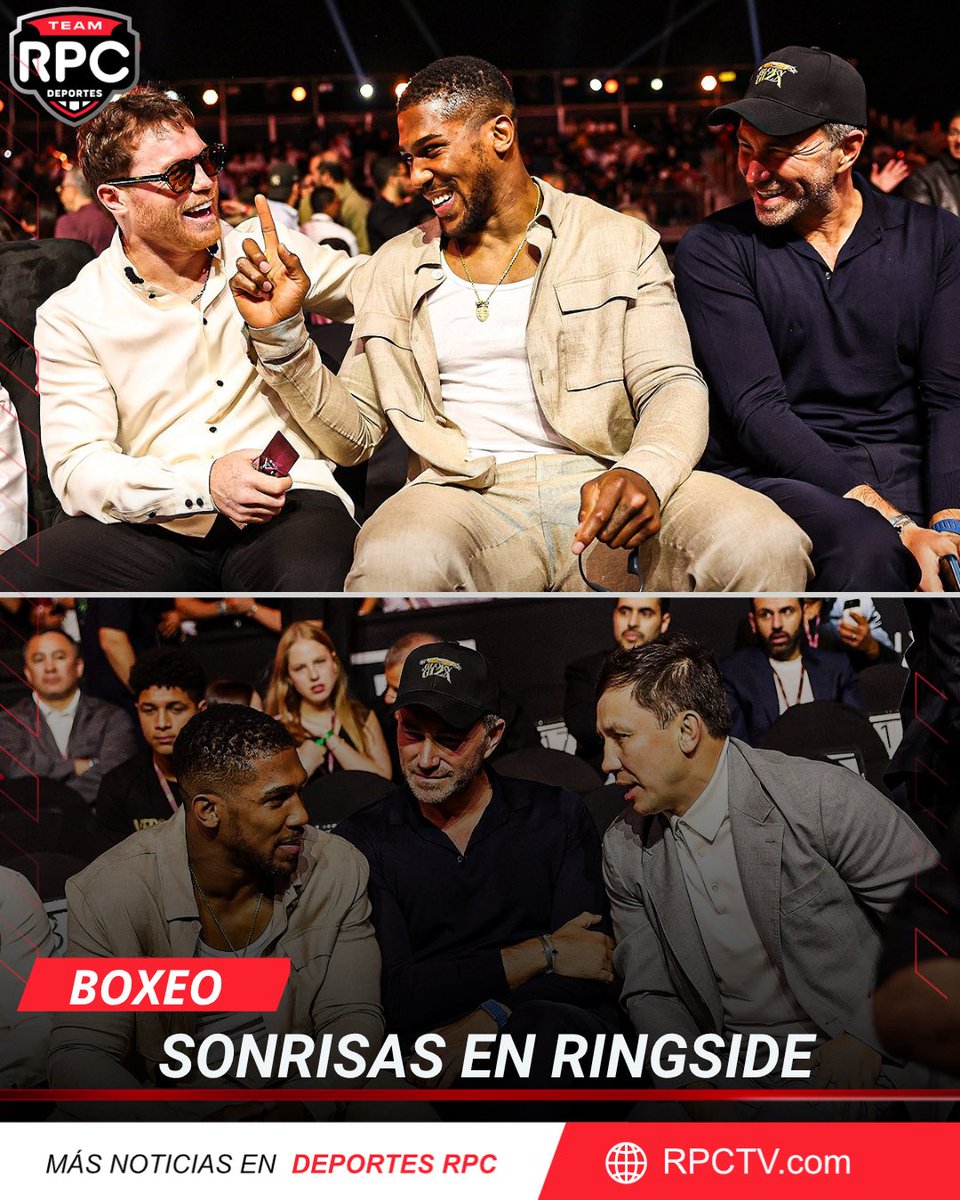 deportes_rpc's tweet photo. ¡Comparten en Egipto🥊🔥!
Muchas sonrisas en Ringside en las Pirámides de Giza en espera del choque de Oleksandr Usyk.
GGG y Canelo muy cerca junto a Eddie Hearn y AJ.
#BoxeoRPC 📸 @MatchroomBoxing https://t.co/BDYsbV1Bbv