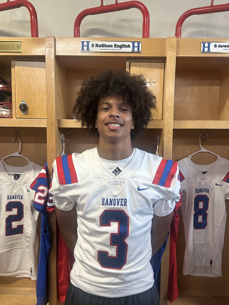 rashon_english's tweet photo. Thank you @Coach_Deckard and @HanoverFTBL for the junior day yesterday! I had a great time meeting the staff, learning about the program, and seeing what @HanoverCollege has to offer! https://t.co/uIQSQ6mlaR