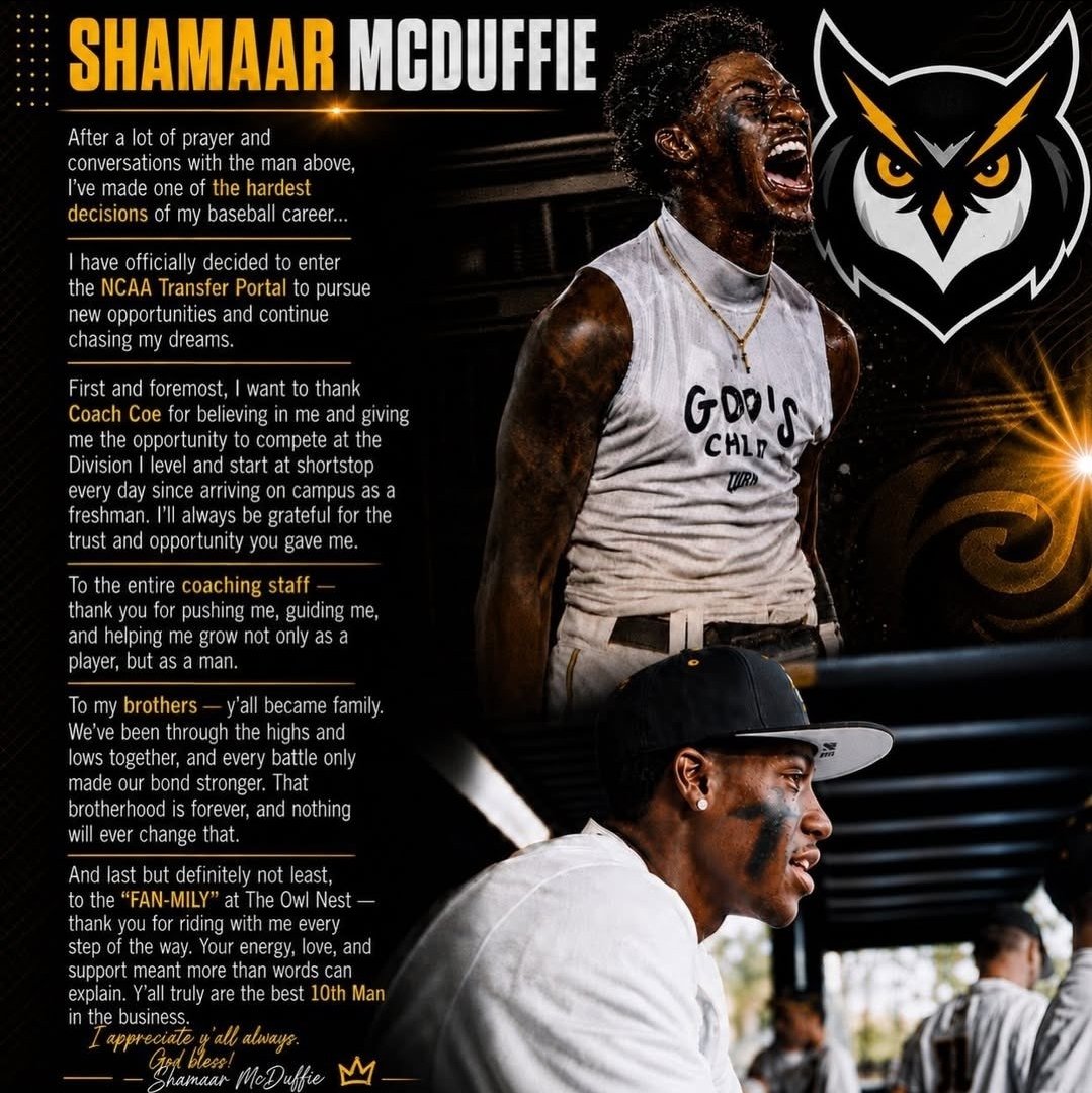 GBSARays's tweet photo. @GBSARays 2023 Alumni SHAMAAR MCDUFFIE will be one of the best SHORTSTOPS available in the portal this year. Plus Defender at a Premium position coaches. A true freshmanwhen he stepped on campus &amp; won the startingSS job that he held for 3 years. GAME CHANGER @McduffieShamaar https://t.co/q2GVHlAPme