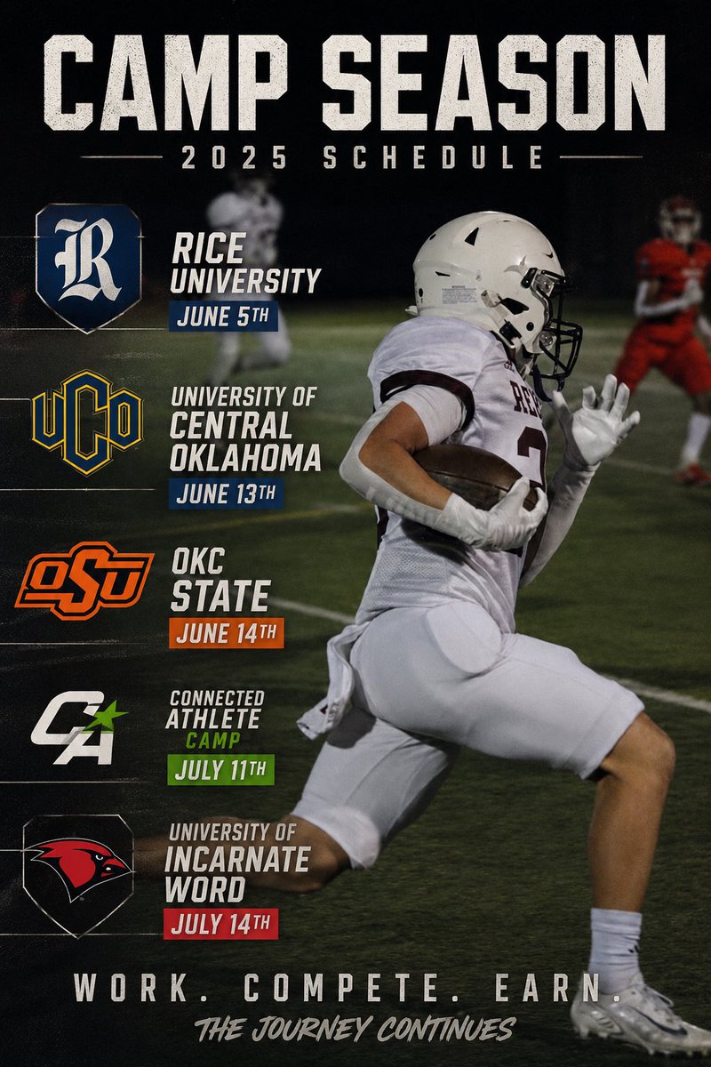 Ryder5Roberts's tweet photo. Thanks @EDucrepinCO29!!! Camp Schedule!!! @Santi_1Cruz @WadeStansell @JP4_QB_2027 @432_Elijah @BennySaenz13 @BradenGonz23213 @Terceroadrian3 @CPID_Football @_EliteProspects @CoachWilson_ @PCobbs43 @Coach_Meyer27 @Marchen44 @RebelBooster @Hartman3Clint https://t.co/euJv3rk3Kj