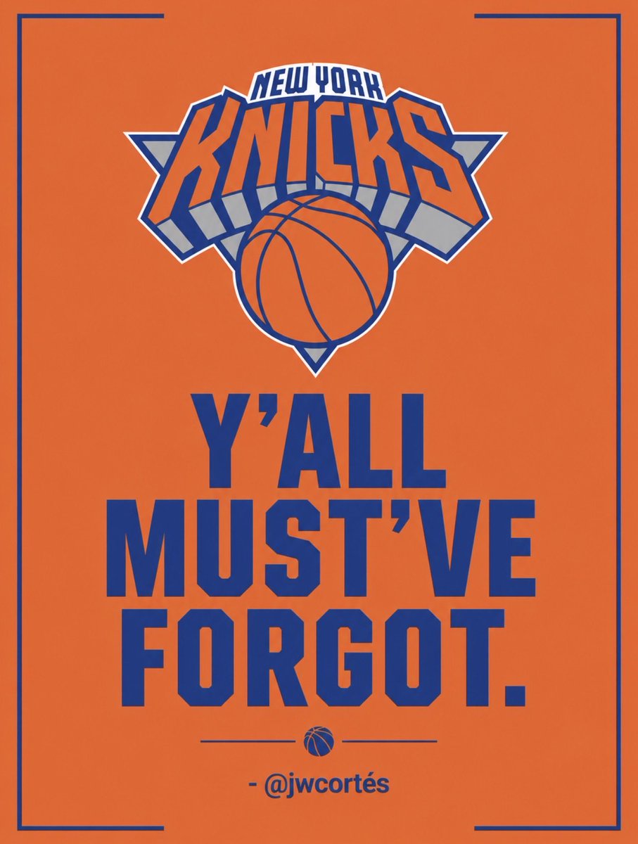 jwcortes's tweet photo. I’ve been riding with the @nyknicks since the days of Ewing, John Starks, Sprewell, Mason and Harper bringing war to the Garden every single night. 

Through the heartbreak, the bad seasons, and everybody counting New York out, some of us never switched up. We stayed loyal because this city, this team, and this fanbase are built different. Now the lights are back on, the Garden is shaking again, and the whole world suddenly remembers what New York basketball feels like. #NYKnicks 

Y’ALL MUST’VE FORGOT. 🟧🟦