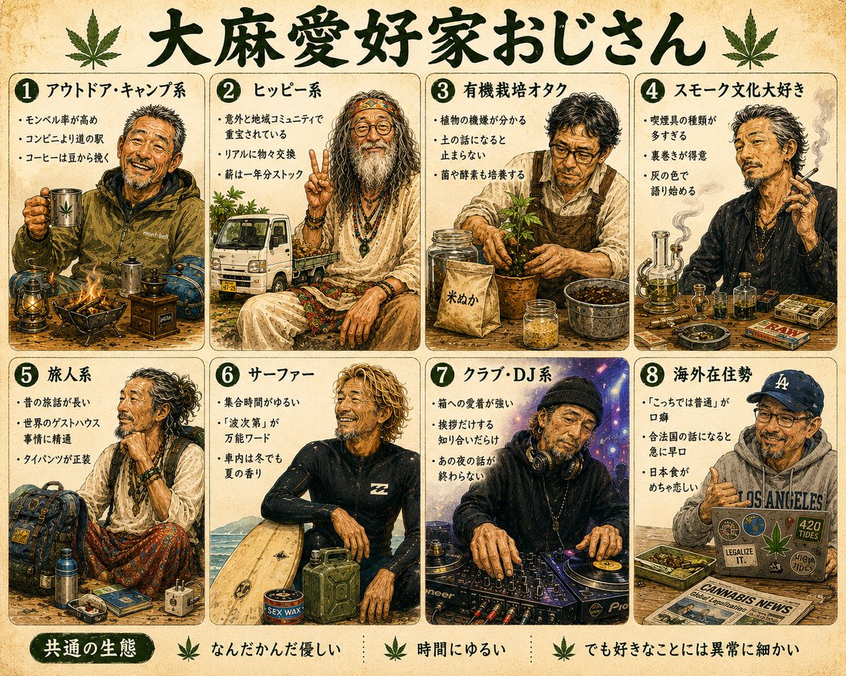 420HERBAL's tweet photo. 大麻愛好家おじさん

同じ植物に惹かれても、
流れ着くカルチャーは人それぞれ。
あなたの周りにも、たぶん一人はいるはず。 https://t.co/sv6Dre8xDM