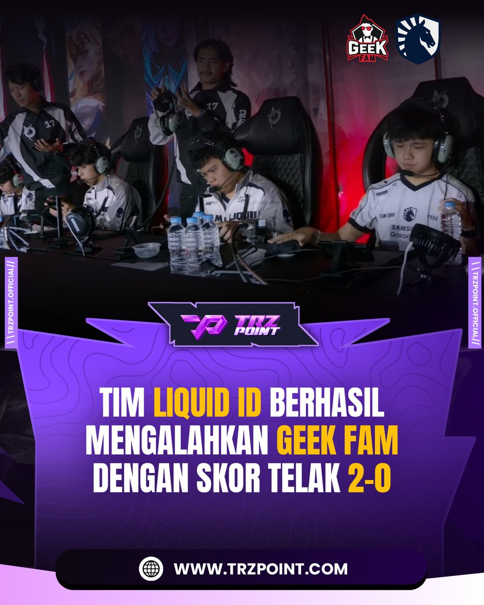 TrzPoint's tweet photo. 🔥 Team Liquid ID sukses menumbangkan Geek Fam dengan skor meyakinkan 2-0! 🏆
Gameplay solid dan dominasi penuh membuat Liquid ID tampil superior di pertandingan kali ini ⚡
GGWP untuk kedua tim 🔥
#trzpoint #liquidid #geekfam #mplid #esportsindonesia https://t.co/Ekxh5l2Jcx