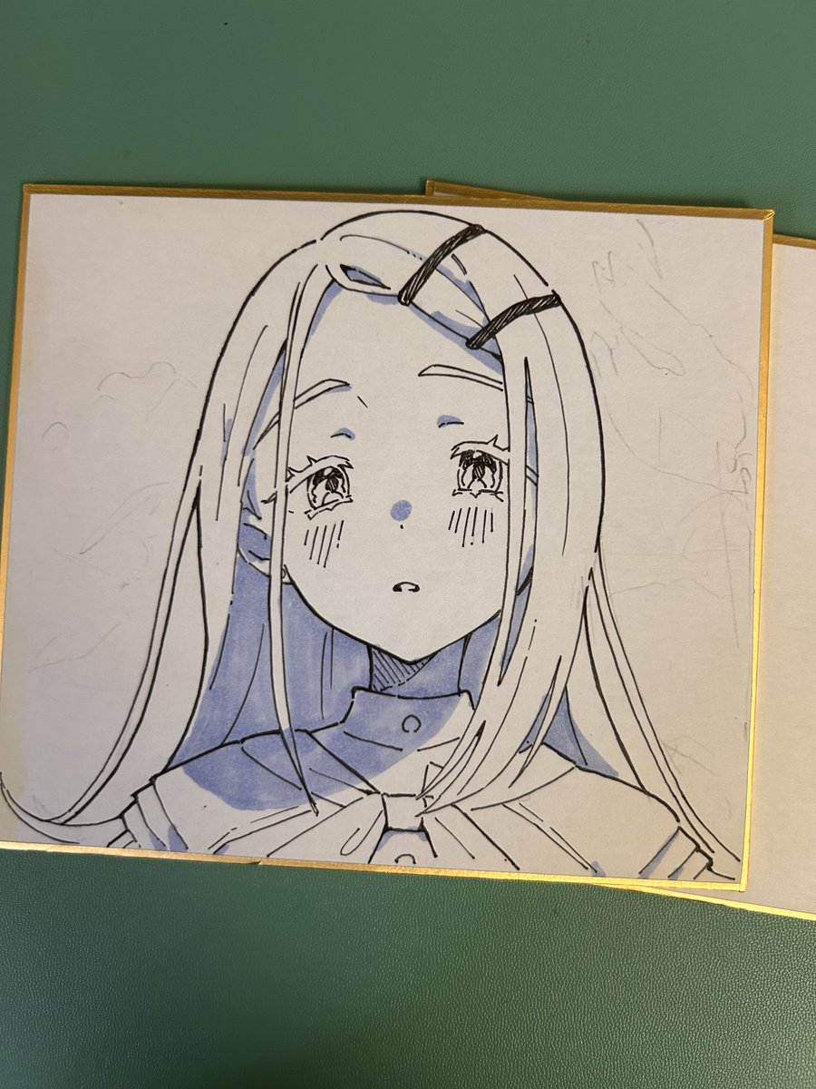 oonouni's tweet photo. 息抜きに色紙描いてみたら影色濃すぎてウワー！って声出た
アナログむずすぎなので可能な限り練習する https://t.co/7MkuekynND