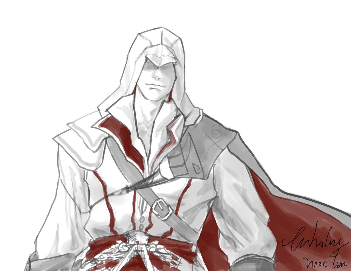Unholywonton's tweet photo. After changing it, I still think it looks best without drawing the eyes.
#Assassinscreed #ezioauditore https://t.co/WUF13psZAD