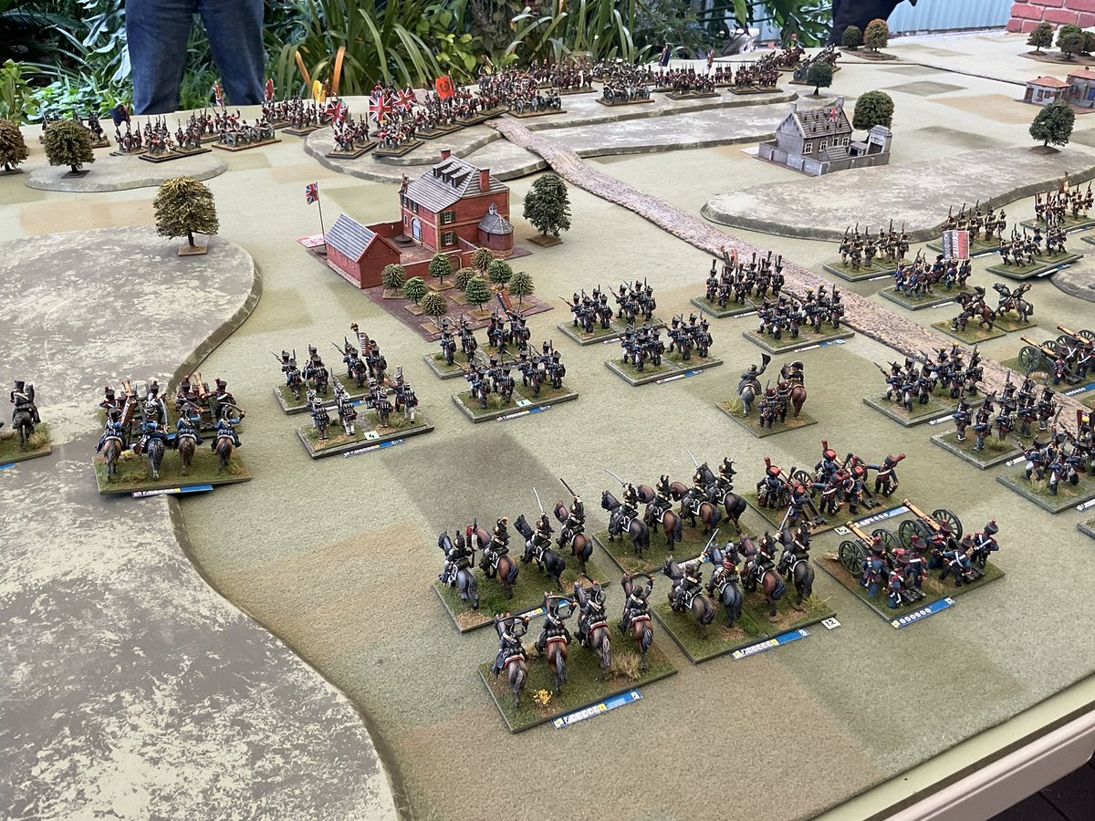 Oldwargamer's tweet photo. #Waterloo The view from the #French side of the table before the advance. #28mm #FrontRankMiniatures #Napoleonic https://t.co/ciMAIBwiLk